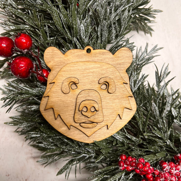 Grizzly Bear Bust Ornament