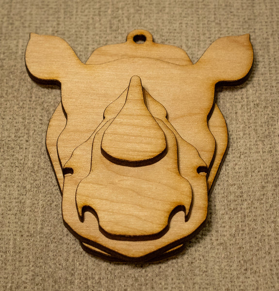 Black Rhino Bust Ornament