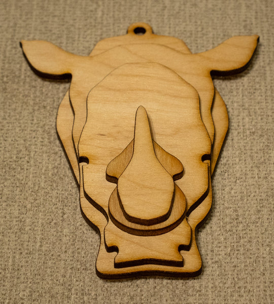 White Rhino Bust Ornament