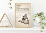 Sloth Definition Poster